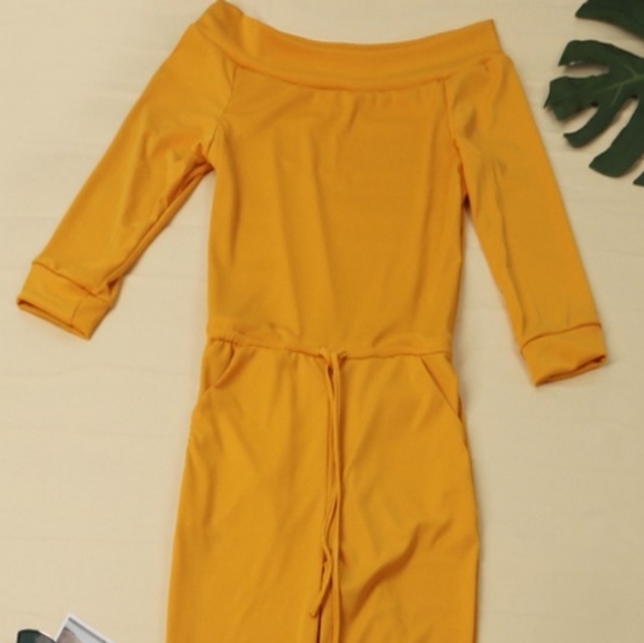 Gold Drawstring Jumpsuit - Picture 4 of 6